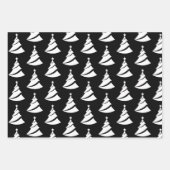 Elegante zwart-witte kerstelementen inpakpapier vel (Voorkant 3)