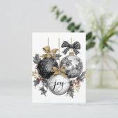 Elegante zwart-witte kerstversieringSticker Briefkaart (Staand voorkant)