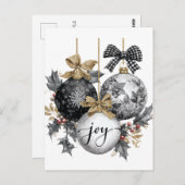 Elegante zwart-witte kerstversieringSticker Briefkaart (Voorkant / Achterkant)