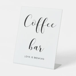 Elegante zwart-witte koffiebar reclamebord met voetstuk