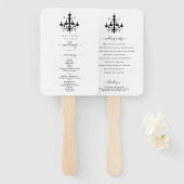 Elegante zwart witte kroonluchter monogram bruilof handwaaier (Voorkant en achterkant)