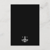Elegante zwart witte kroonluchter monogram bruilof informatiekaartje (Achterkant)