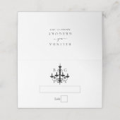 Elegante zwart witte kroonluchter monogram bruilof plaatskaartje (Buitenkant ongevouwen)