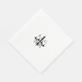 Elegante zwart witte kroonluchter monogram bruilof servet (Hoek)