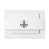 Elegante zwart witte kroonluchter monogram bruilof uitnodigingen wikkel (Voorkant Voorbeeld)
