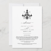 Elegante zwart witte kroonluchter trouwroute (Voorkant)