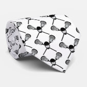 Elegante zwart-witte Lacrosse sticks Patroon Stropdas (Opgerold)