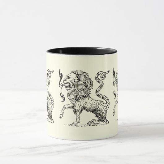 Elegante zwart-witte leeuwenschets -  mok (Midden)