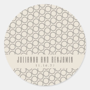Elegante Zwart Witte Mid-Century Mod Huwelijk Ronde Sticker