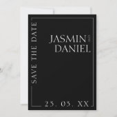 Elegante Zwart Witte Minimaal Typografie Trouwen Save The Date (Voorkant)