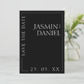 Elegante Zwart Witte Minimaal Typografie Trouwen Save The Date (Staand voorkant)