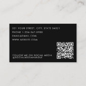 Elegante Zwart Witte Minimalistische QR Code Monog Visitekaartje (Achterkant)
