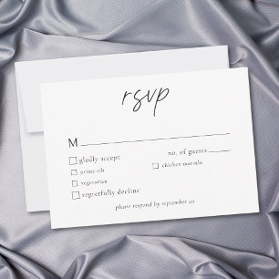 Elegante Zwart Witte Minimalistische Trouwdag RSVP Kaartje