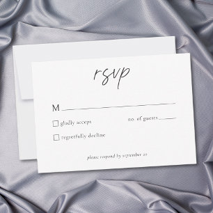 Elegante Zwart Witte Minimalistische Trouwdag RSVP Kaartje