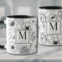 Elegante Zwart Witte Monogram