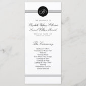 Elegante Zwart Witte Monogram Programma Kaartenrek Programmakaart (Voorkant)
