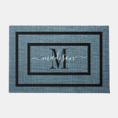 Elegante zwart-witte naam monogram deurmat (Voorkant)