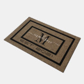 Elegante zwart-witte naam monogram deurmat (Schuin)