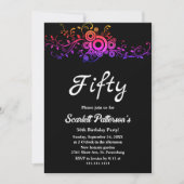 Elegante zwart-witte neon Herfst 50e verjaardag Kaart (Voorkant)