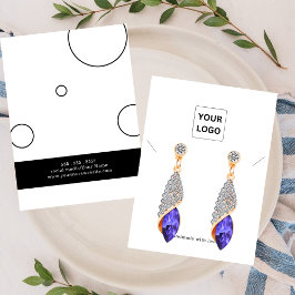 Elegante Zwart Witte Oorbel Sieraden Displaykaart Visitekaartje