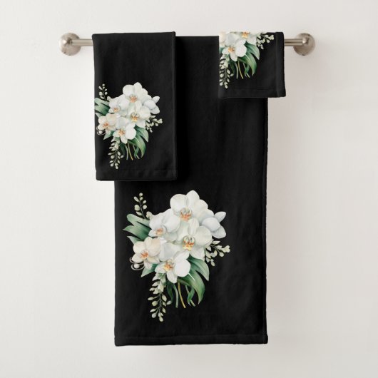 Elegante zwart-witte orchidee bad handdoek (Insitu)