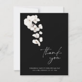 Elegante zwart-witte orchidee bruiloft Dank u Bedankkaart (Voorkant)