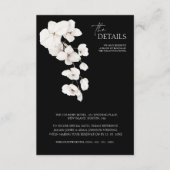 Elegante zwart-witte orchidee bruiloft details informatiekaartje (Voorkant)