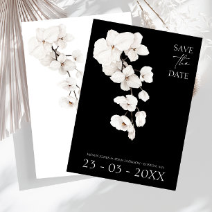 Elegante zwart-witte orchidee bruiloft save the date