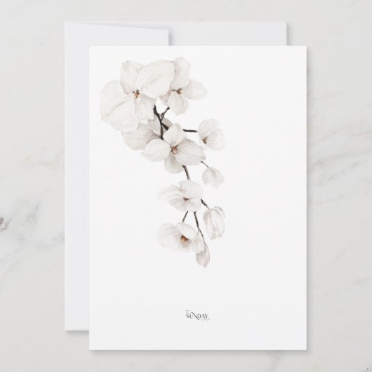 Elegante zwart-witte orchidee bruiloft save the date (Achterkant)