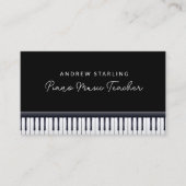 Elegante zwart-witte pianotoetsen muziekleraar visitekaartje (Voorkant)