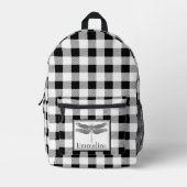Elegante zwart witte plaid gingham libel bedrukte rugzak (Voorkant)