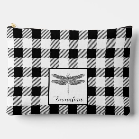 Elegante zwart witte plaid gingham libel etui (Voorkant)