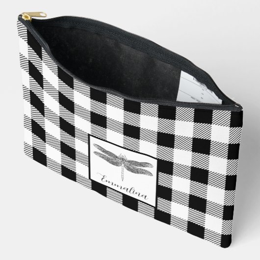 Elegante zwart witte plaid gingham libel etui (Open)