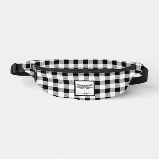 Elegante zwart witte plaid gingham libel heuptasje (Voorkant)