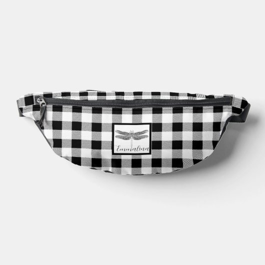 Elegante zwart witte plaid gingham libel heuptasje (Liggend)