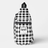 Elegante zwart witte plaid gingham libel sling bag (Voorkant)