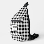 Elegante zwart witte plaid gingham libel sling bag (Rechterhoek)