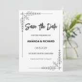 Elegante Zwart-Witte Platte Save The Date Kaart (Staand voorkant)