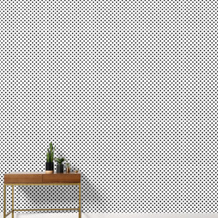 Elegante zwart-witte polka stippen behang
