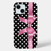 Elegante zwart witte polkadots roze boog Case-Mate iPhone case (Achterkant)