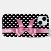 Elegante zwart witte polkadots roze boog Case-Mate iPhone case (Achterkant (horizontaal))