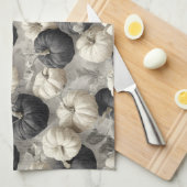 Elegante zwart-witte pompoenen theedoek (Quarter Fold)