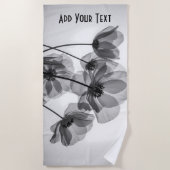 Elegante zwart-witte poppy bloem strandlaken (Voorkant)