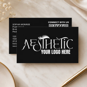 Elegante Zwart Witte Qr Code Make-up Logo Wimpers  Visitekaartje