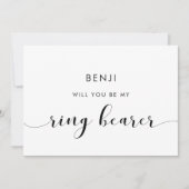 Elegante zwart-witte ring drager voorstel kaart (Voorkant)