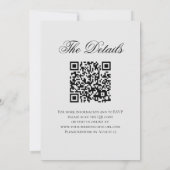 Elegante Zwart & Witte Roos Fancy QR Code Trouwen Kaart (Achterkant)
