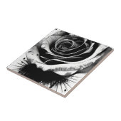 Elegante zwart-witte roos tegeltje (Zijkant)