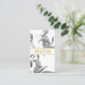 Elegante zwart-witte rozenbloemen chic goud visitekaartje (Staand voorkant)