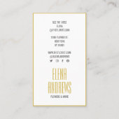 Elegante zwart-witte rozenbloemen chic goud visitekaartje (Achterkant)