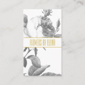 Elegante zwart-witte rozenbloemen chic goud visitekaartje (Voorkant)